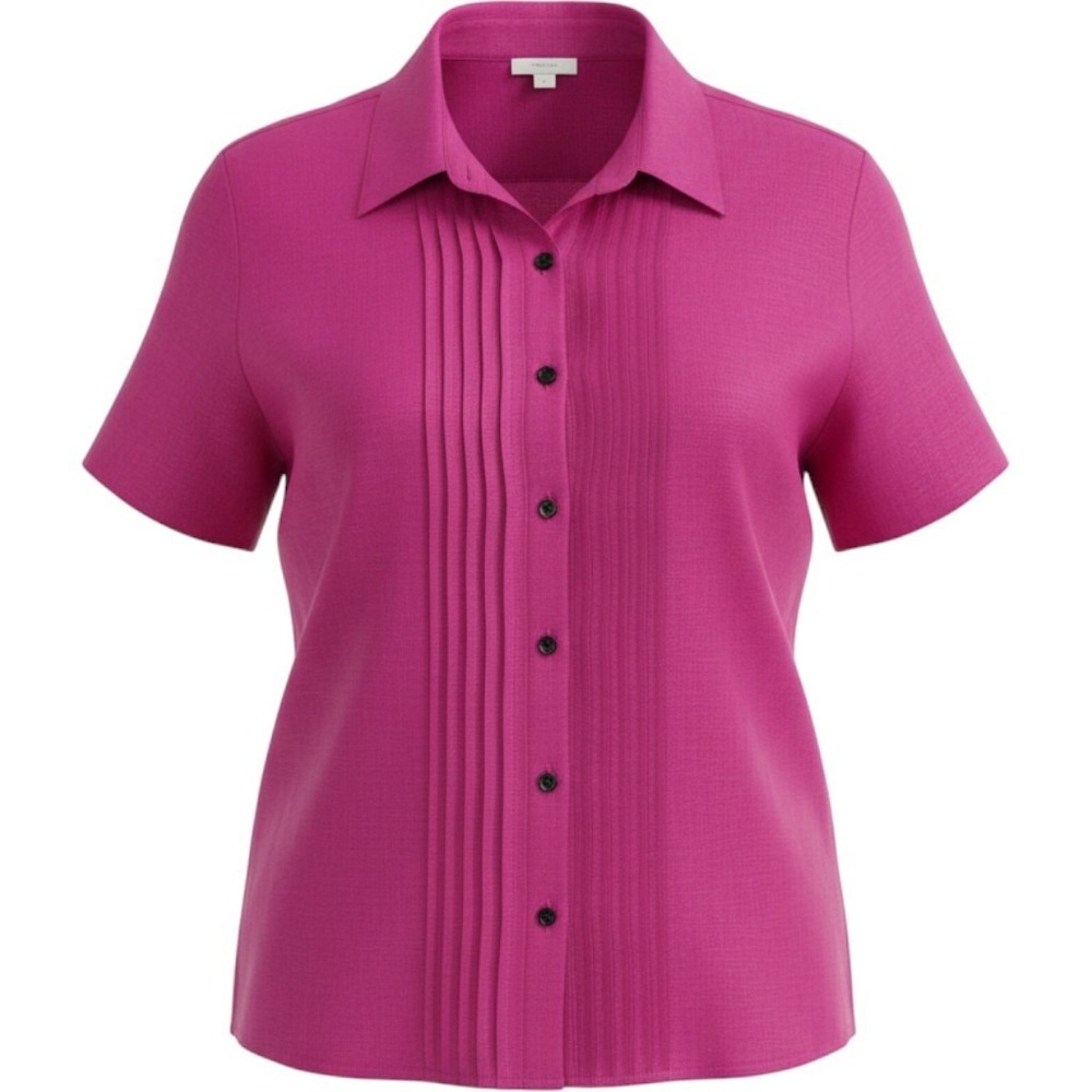 J. Jill Pink 100% Linen Woven Collared Short Sleeve Button Up Shirt Women's M